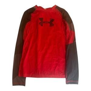 Under Armour Red and Black  Long-Sleeve Tee - Youth Medium (YMD)